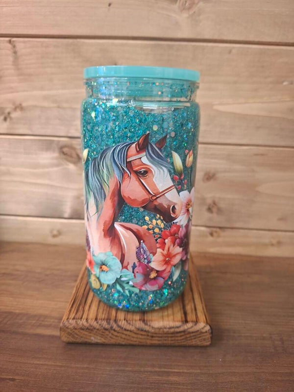 Horse glitter tumbler