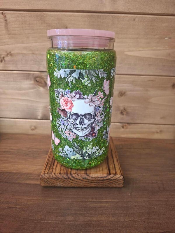 Skull glitter tumbler