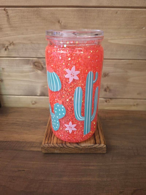 Cactus glitter tumbler