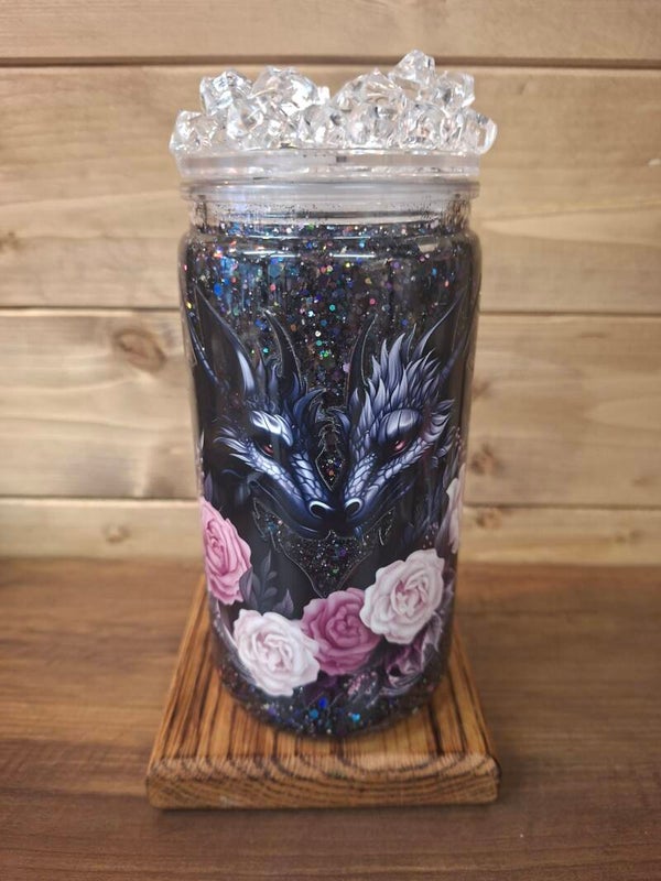 Dragon glitter tumbler