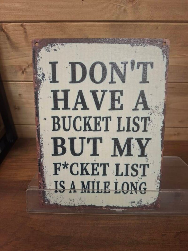 Bucket list sign