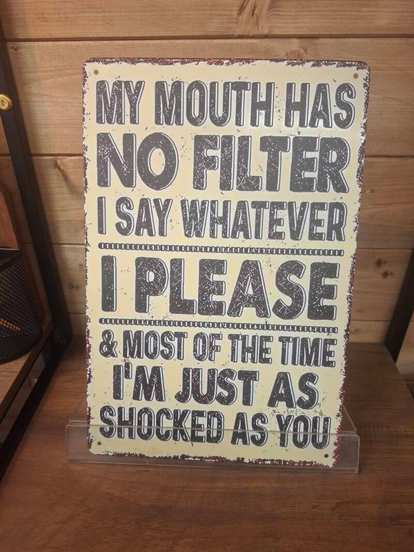 Mu mouth has no filters sign