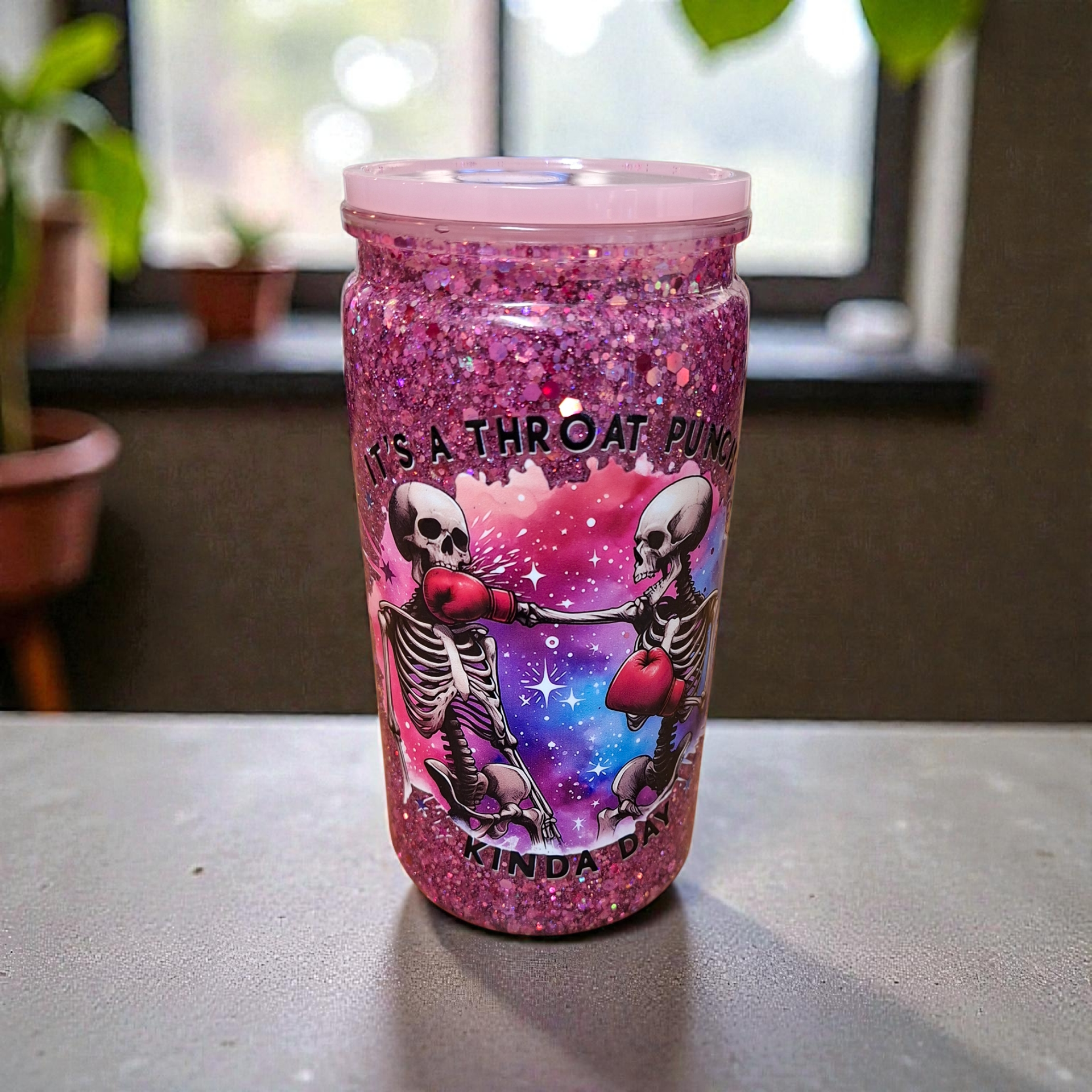 It's a throat punch kinda day Glitter Tumbler