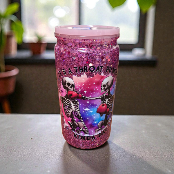 It's a throat punch kinda day Glitter Tumbler