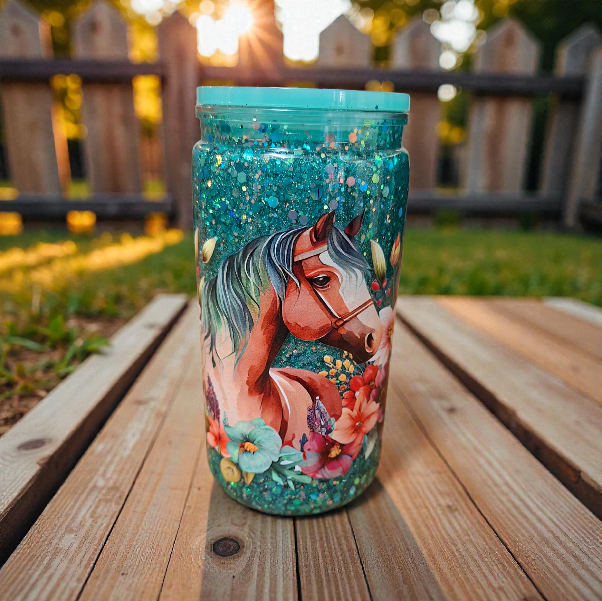 Horse glitter tumbler