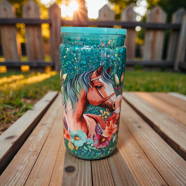 Horse glitter tumbler