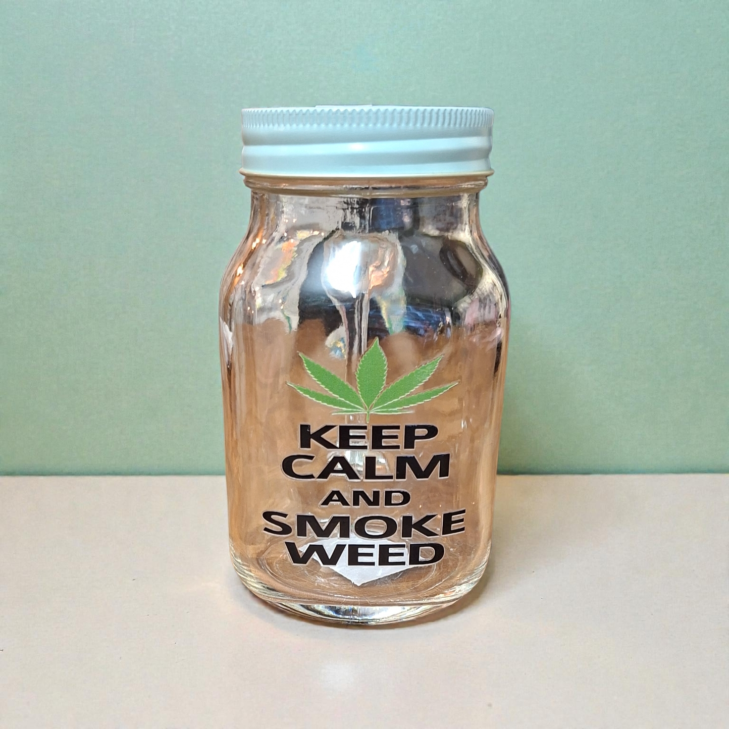 Keep calm smoke weed mason jar