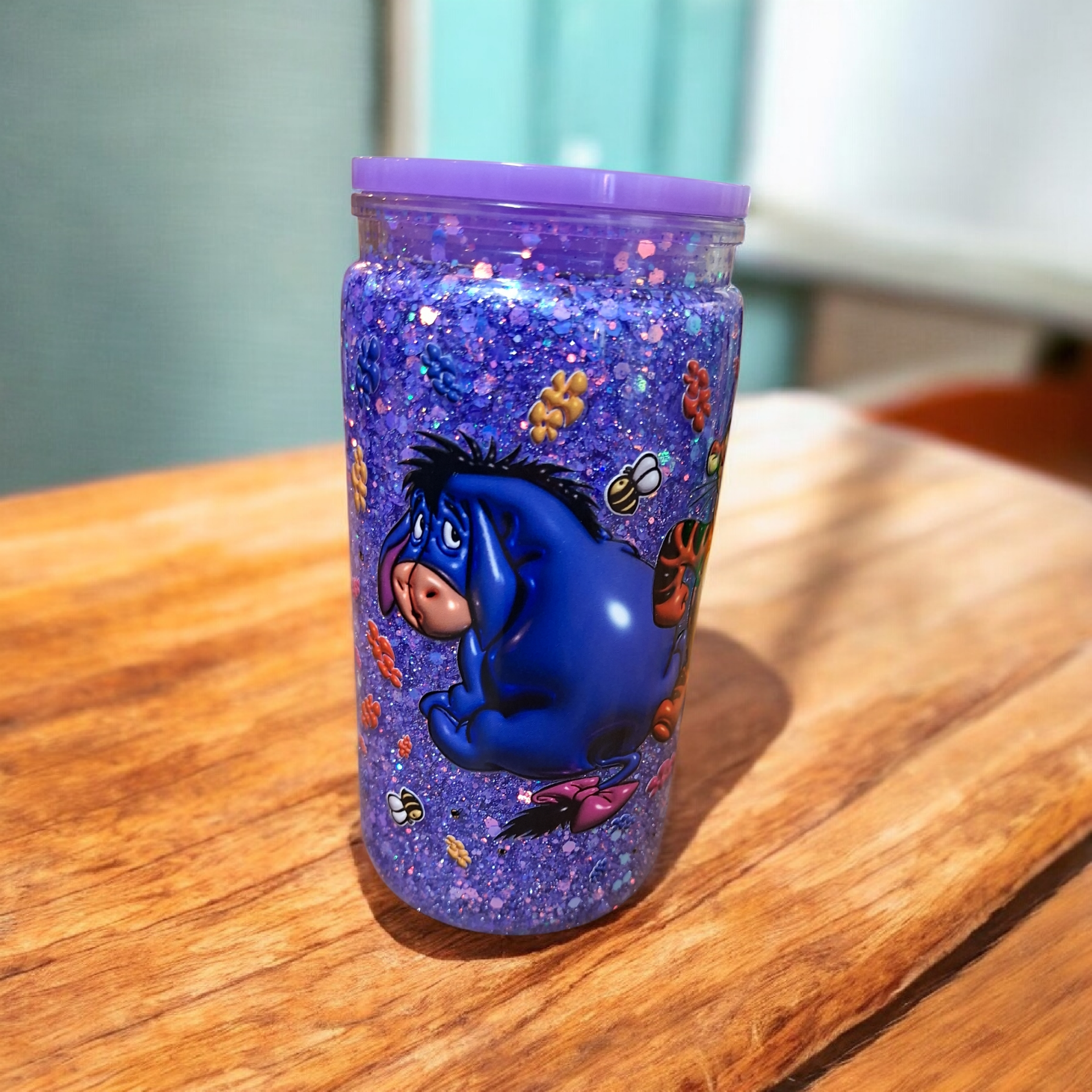 Winnie and friends glitter tumbler