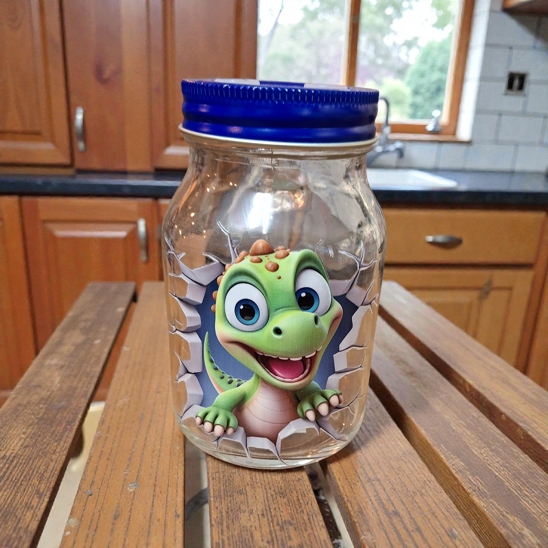 Dinosaur mason jar