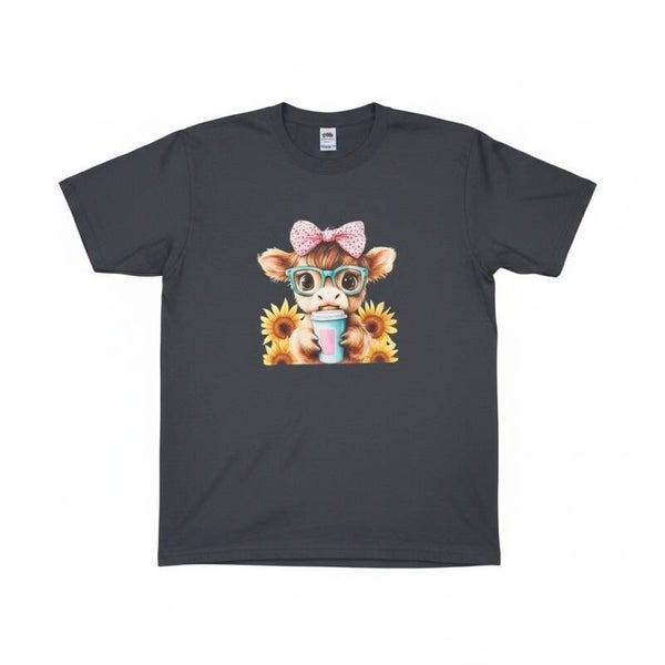 Sunflower flower and bow cow T shirt