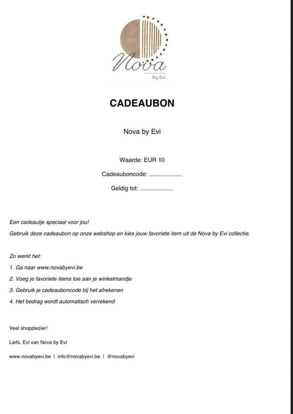 Novabyevi Cadeaubon €10 – het perfecte keuzevrije cadeau ✨