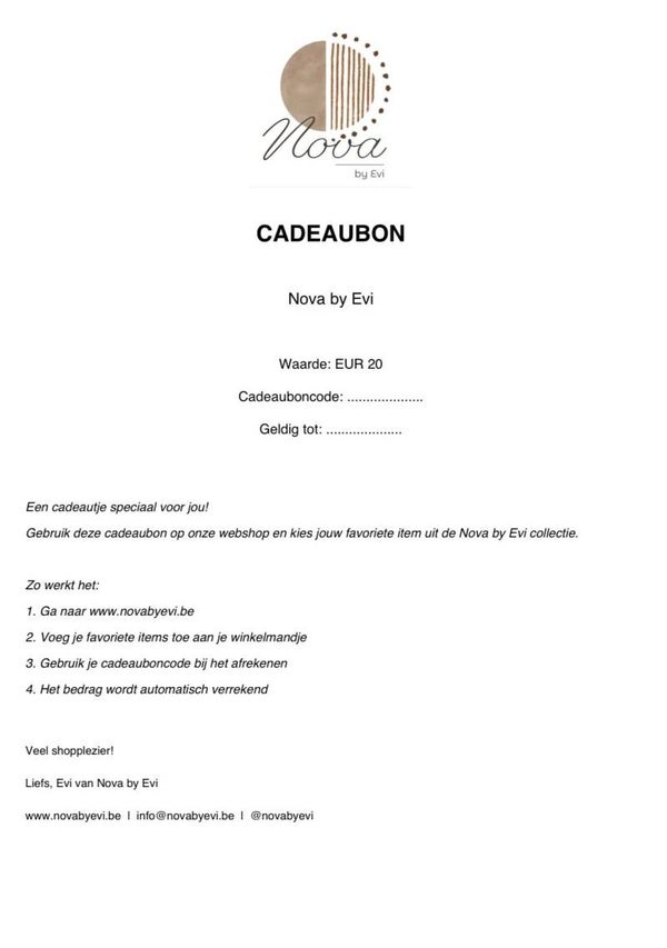 Novabyevi Cadeaubon €20 – het perfecte keuzevrije cadeau ✨