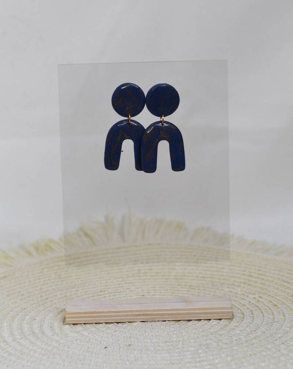 💙💛 Babs 💛💙 Handgemaakte Statement Oorbellen – Koningsblauw met Gouden Accenten