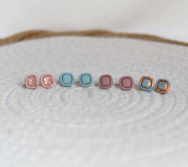 💕 Nanou (vierkant) 💕 Polymeerklei oorknopjes