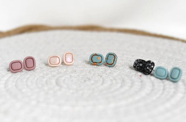 💕 Nanou (rechthoek) 💕 Polymeerklei oorknopjes