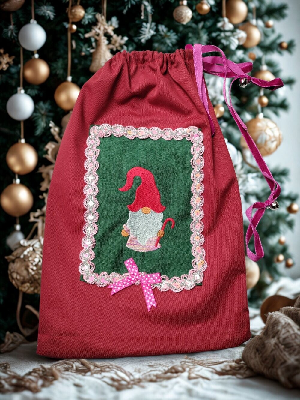 Gnome Zero Waste Christmas Gift Bag