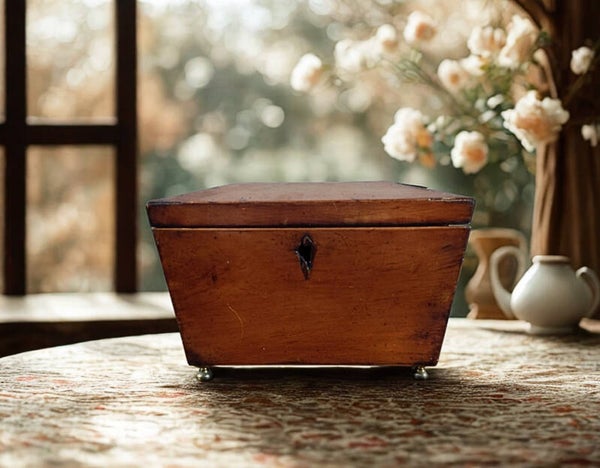 Antique Wooden Tea Caddy Chest