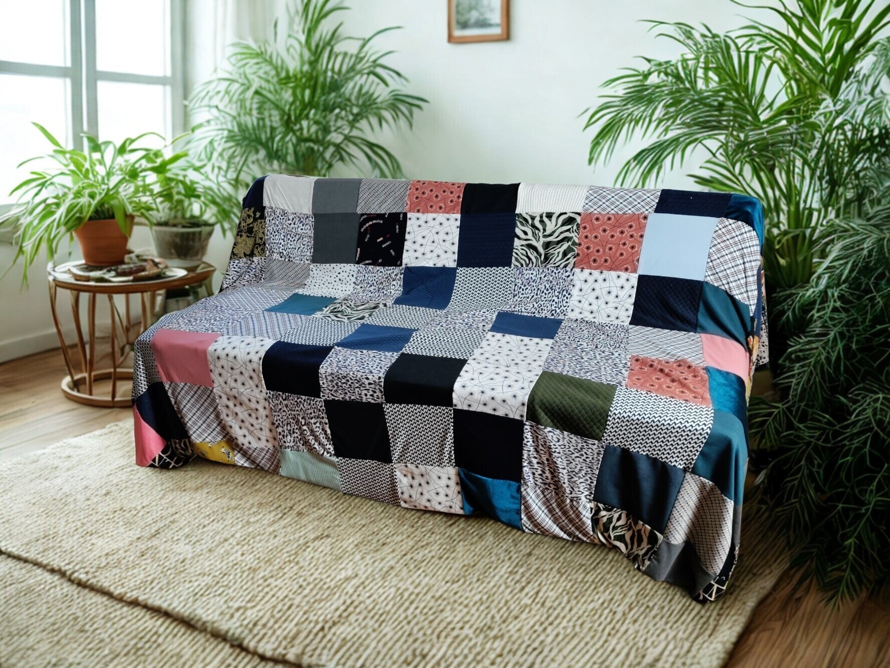 XXL Reversible Patchwork Quilt Jersey Velvet