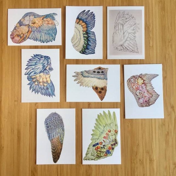 Nine (9) Angel or Bird Wing Art Cards