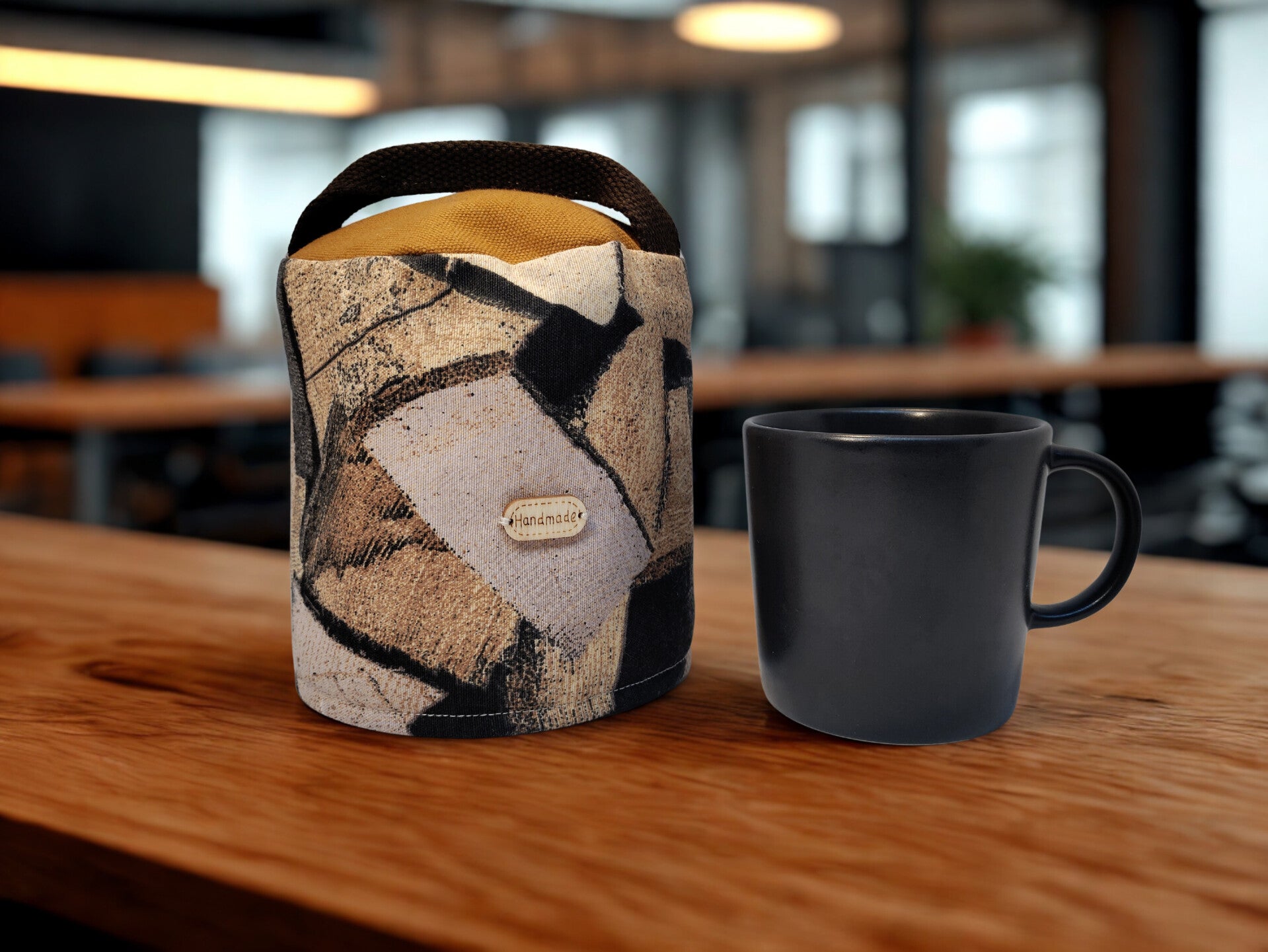 One-Cup Mug Cover with Wood Print for Him