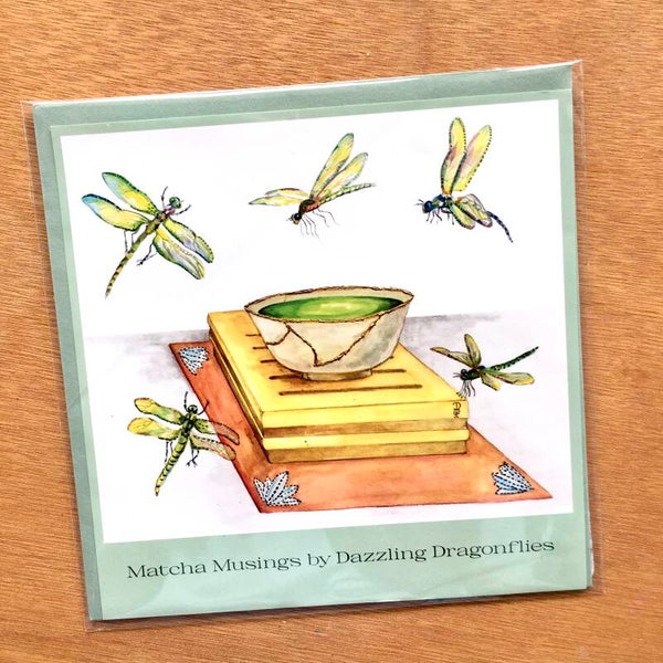 Set of 4 Matcha Musings by Dragonflies Postal Cards