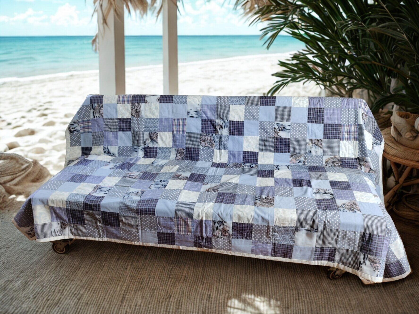 Caribbean Blue Cotton Quilt