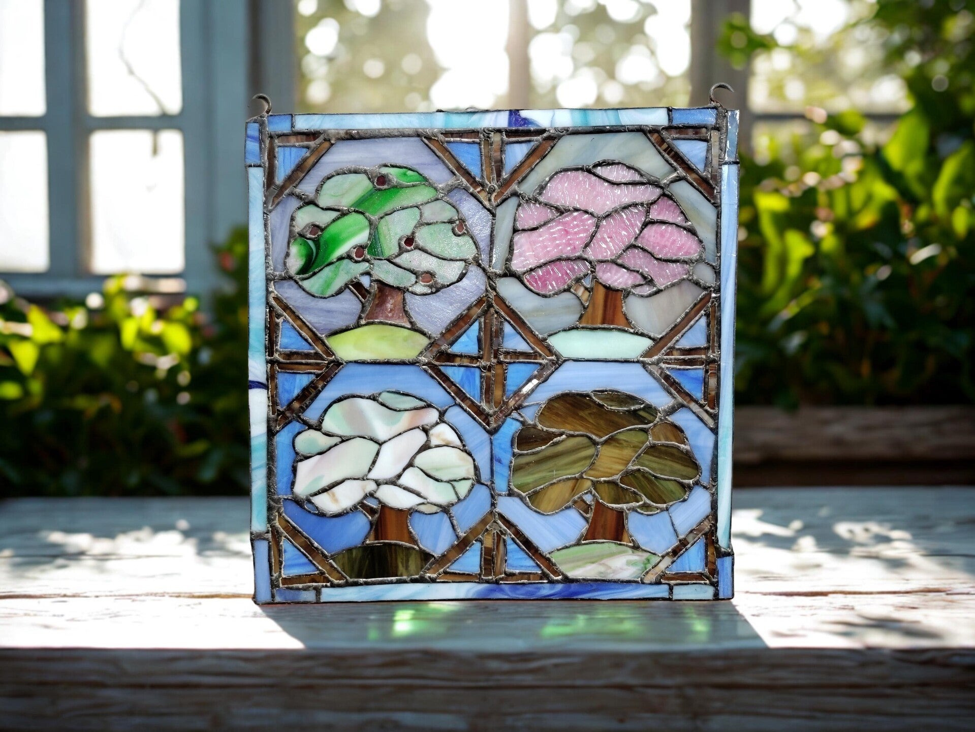Four Seasons Stained Glass Panel