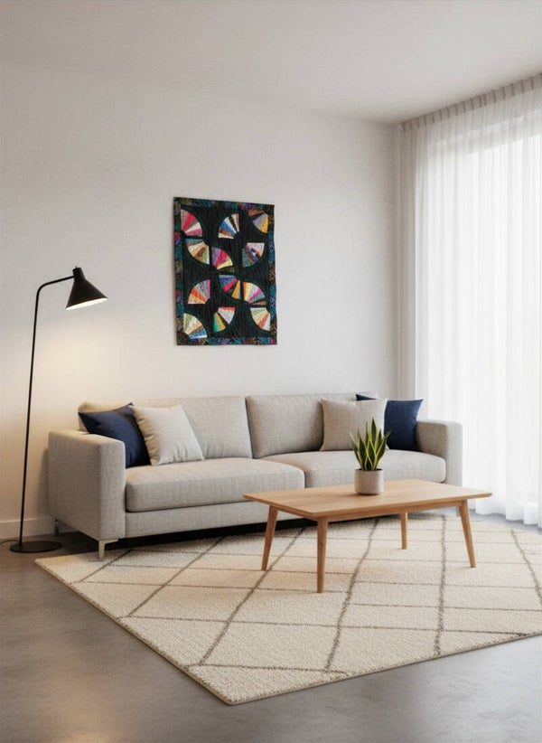 Vintage Geometric Meander Quilt Wall Hanging