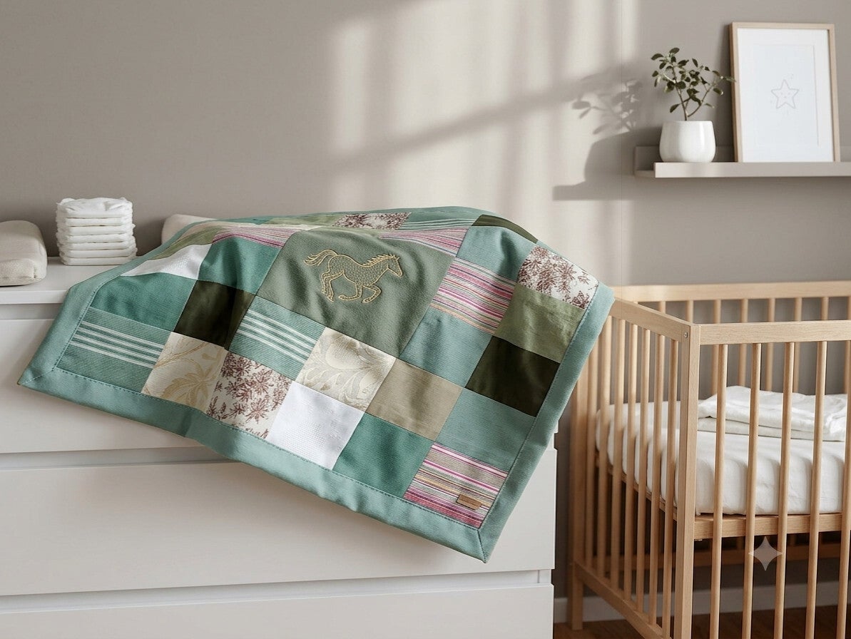 Horse Embroidery Reversible Kid's Play Mat