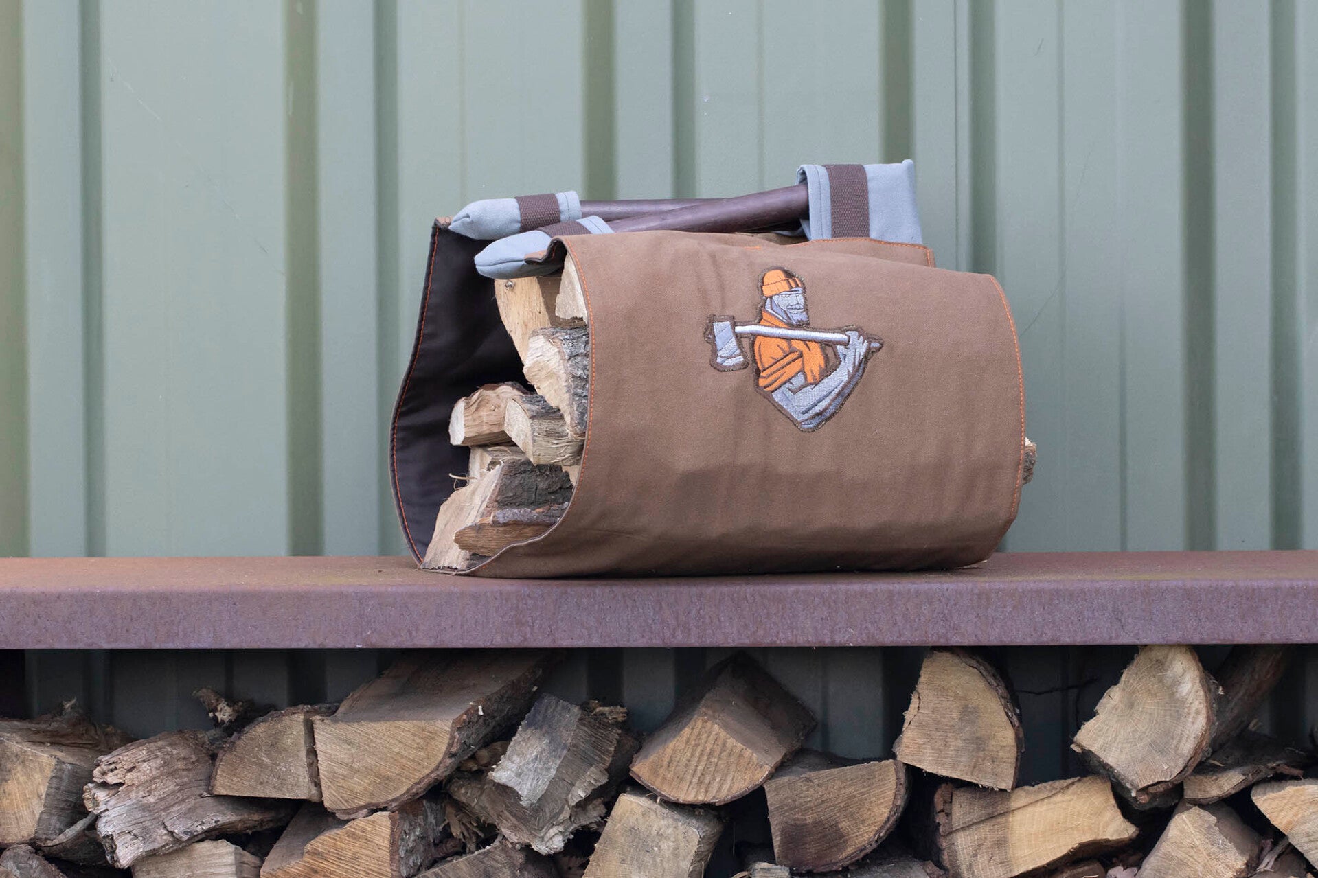Embroidered Firewood Carrier Canvas Log Tote Wood
