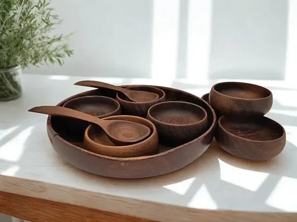 1970s Teak Snack Set