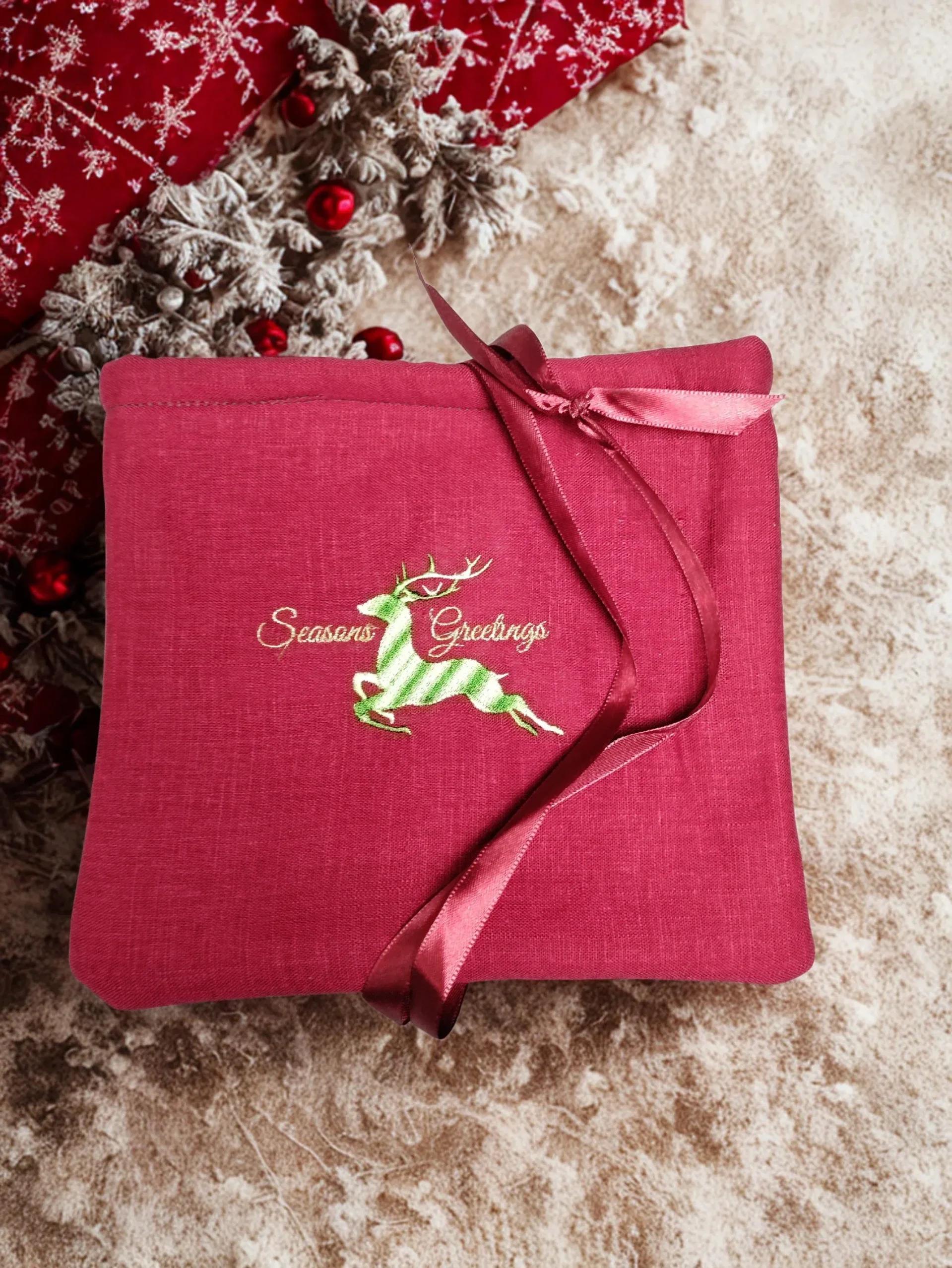Reusable Soft Embroidery Deer Gift Bag