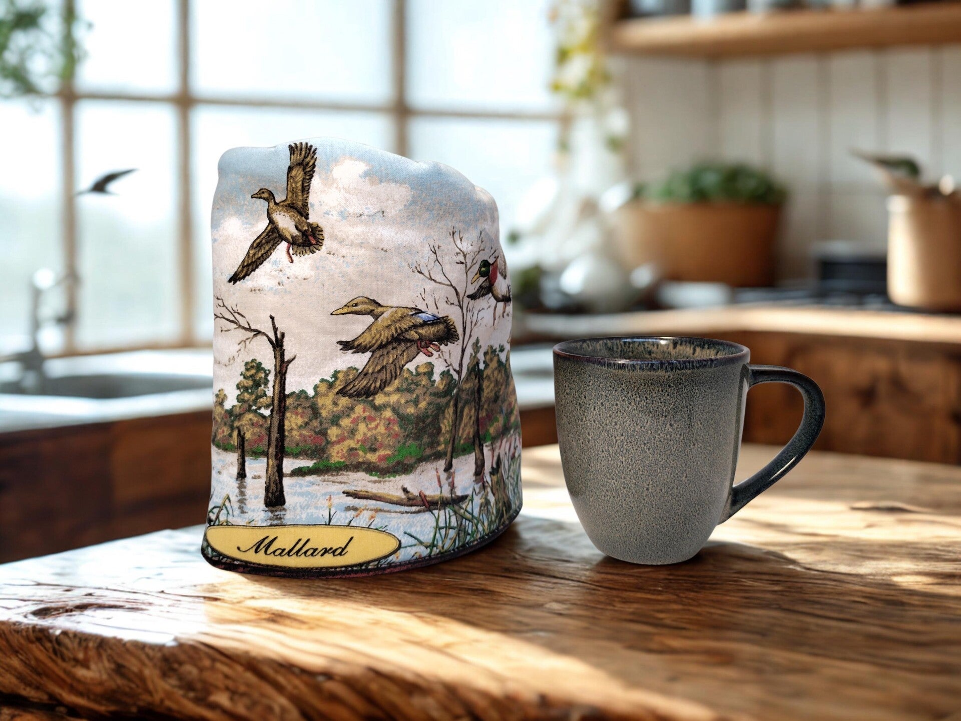 Large Mug & Teapot Cozy Vintage Duck Print