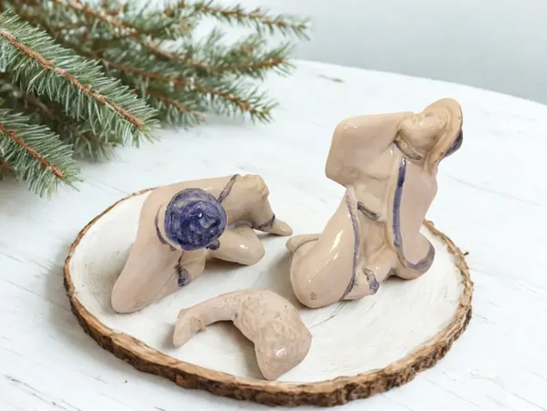 Vintage Nativity Figurines | Dutch Ceramic Shepherds & Sheep