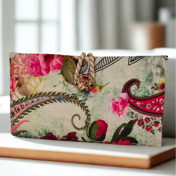 Vintage Linen Silk Clutch