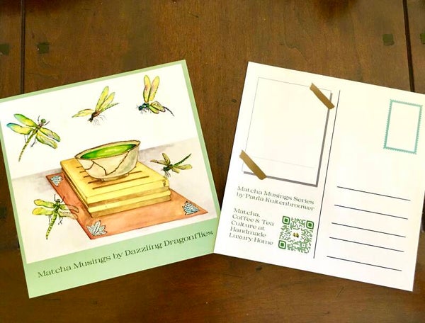Set of 4 Matcha Musings by Dragonflies Postal Cards