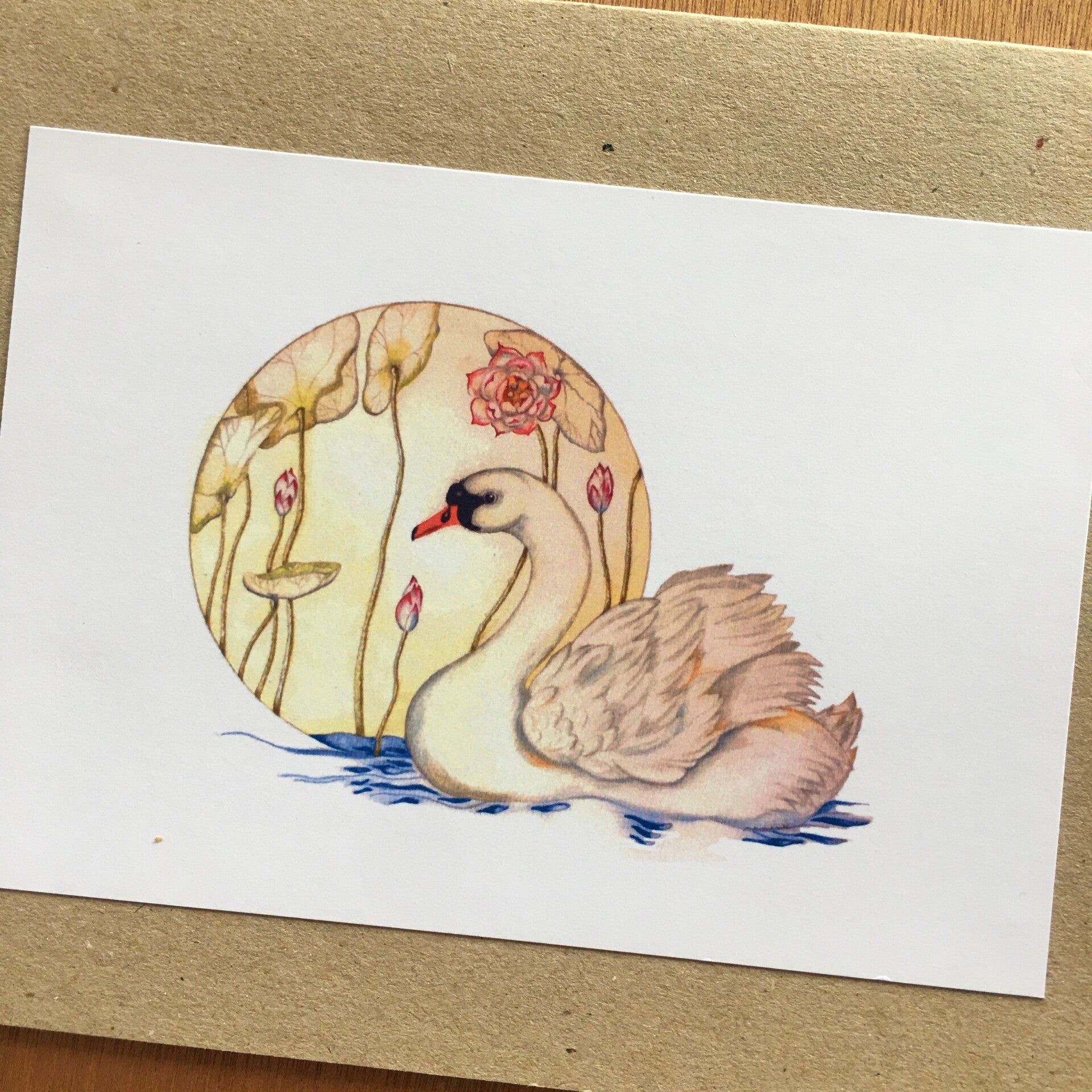 (2) Swan Art Print Cards Extra Large