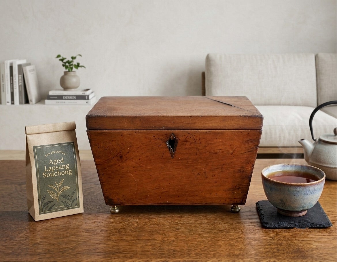 Antique Wooden Tea Caddy Chest
