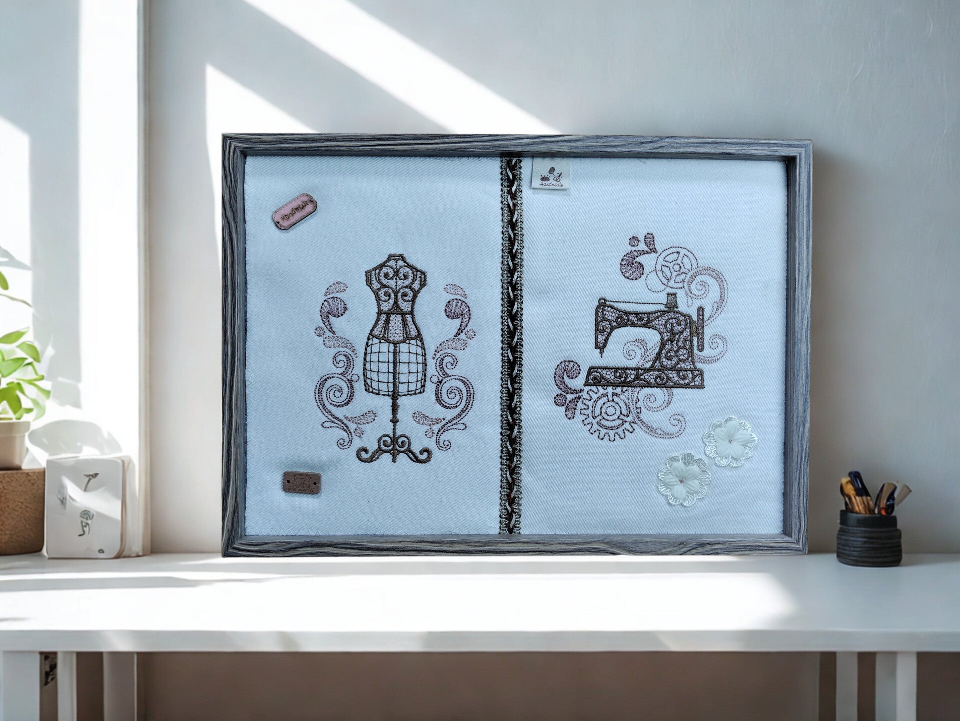 Vintage Sewing Wall Art Embroidery