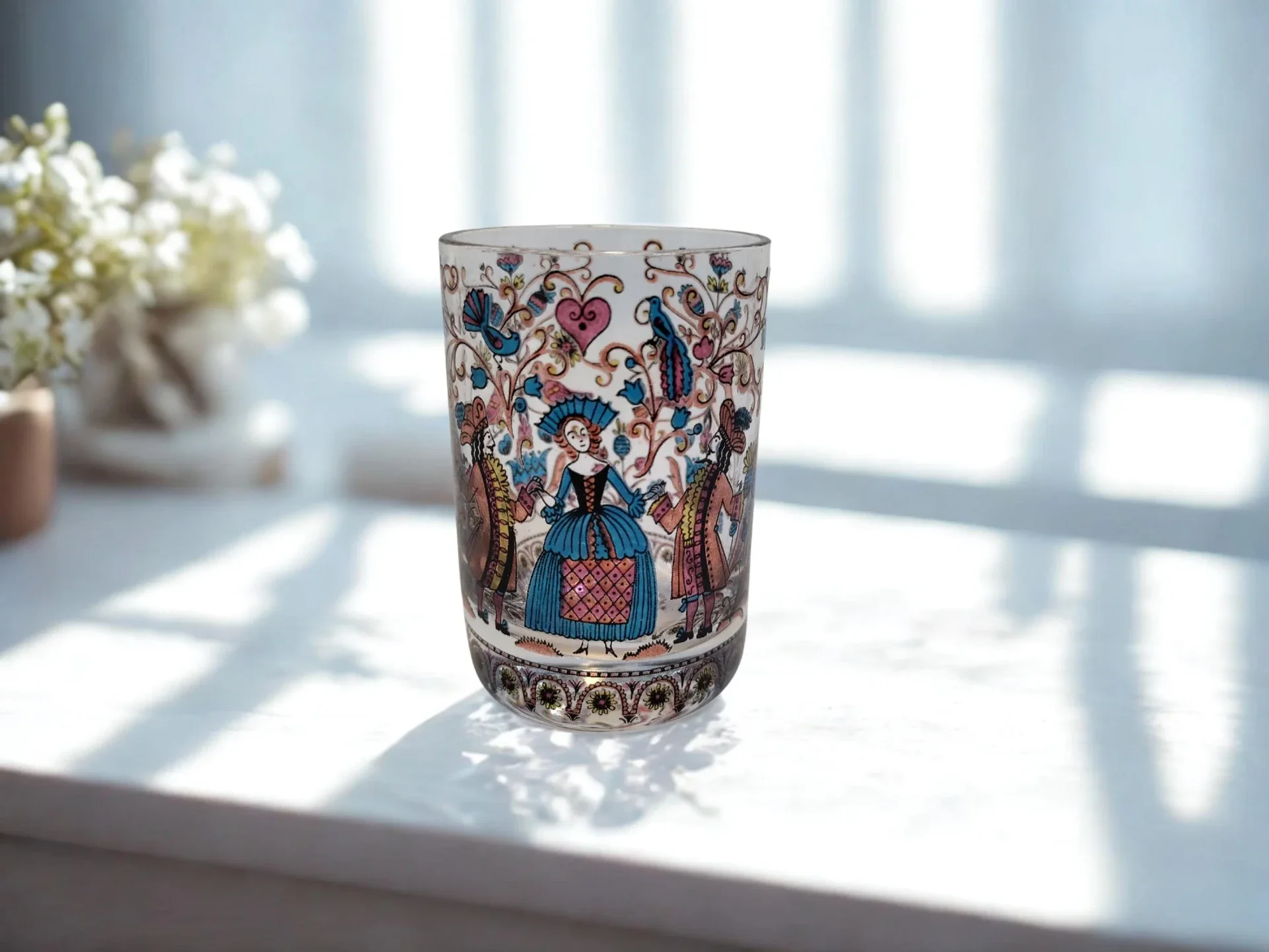 Vintage Hand Painted Crystal Glass – 1960-70s
