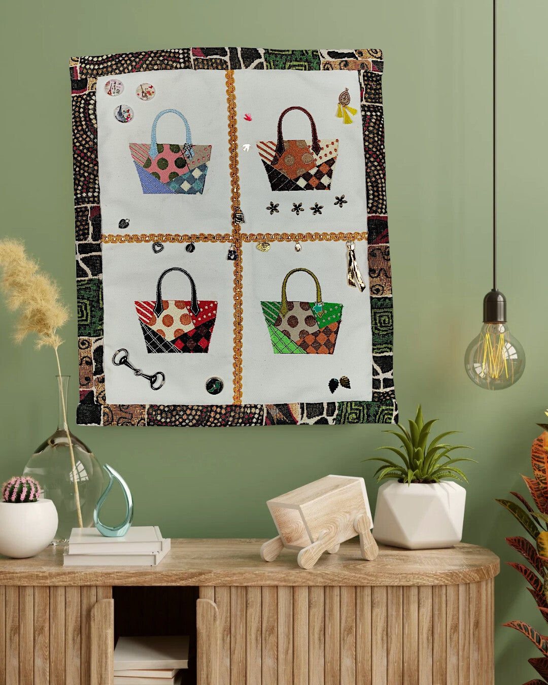 Handmade Textile Wall Hanging Bags Art