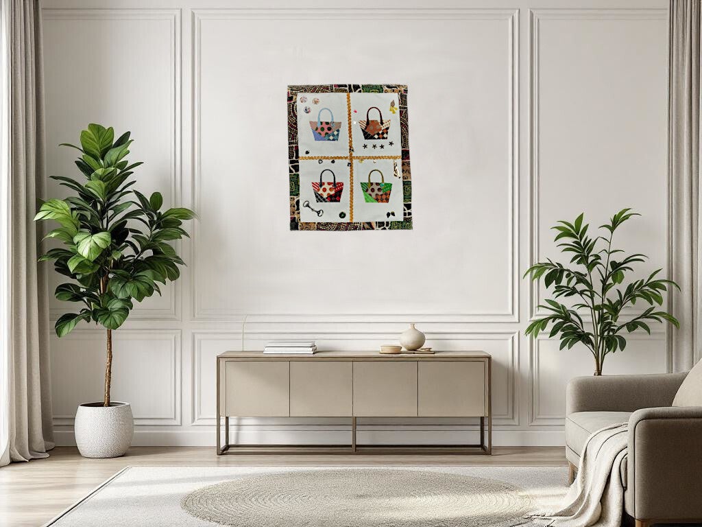 Handmade Textile Wall Hanging Bags Art
