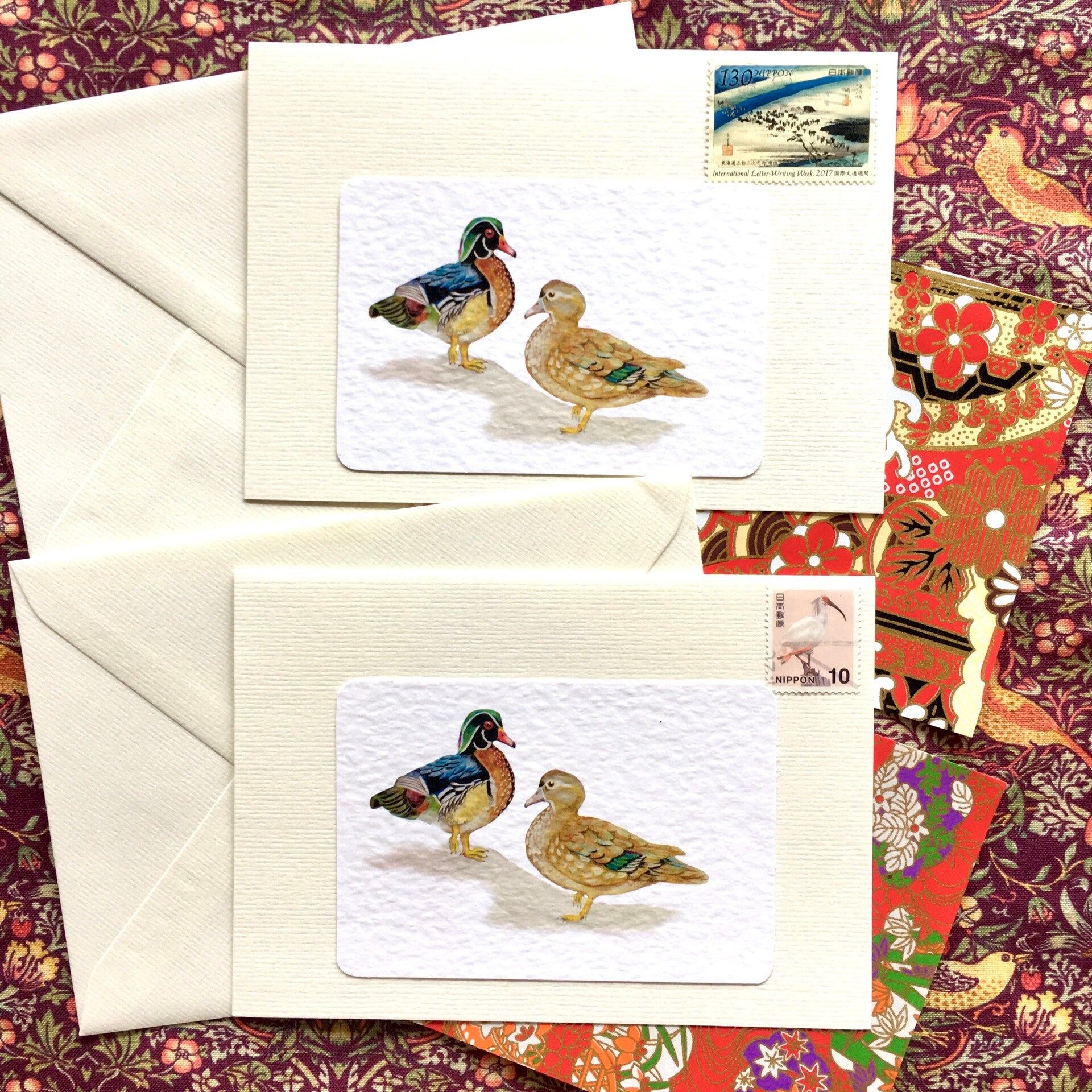 Dressed up Wood Duck art cards (2)
