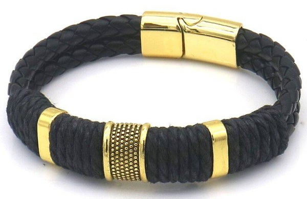 Bracelet gevlochten black/gold