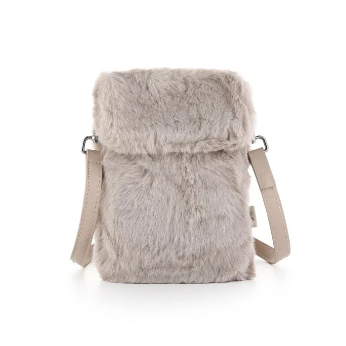 Telefoon tasje fluffy beige