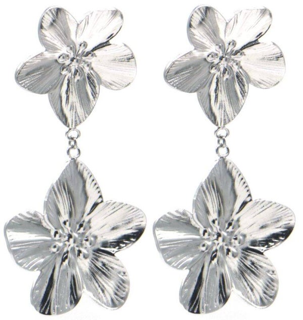 Oorbellen flowers Silver