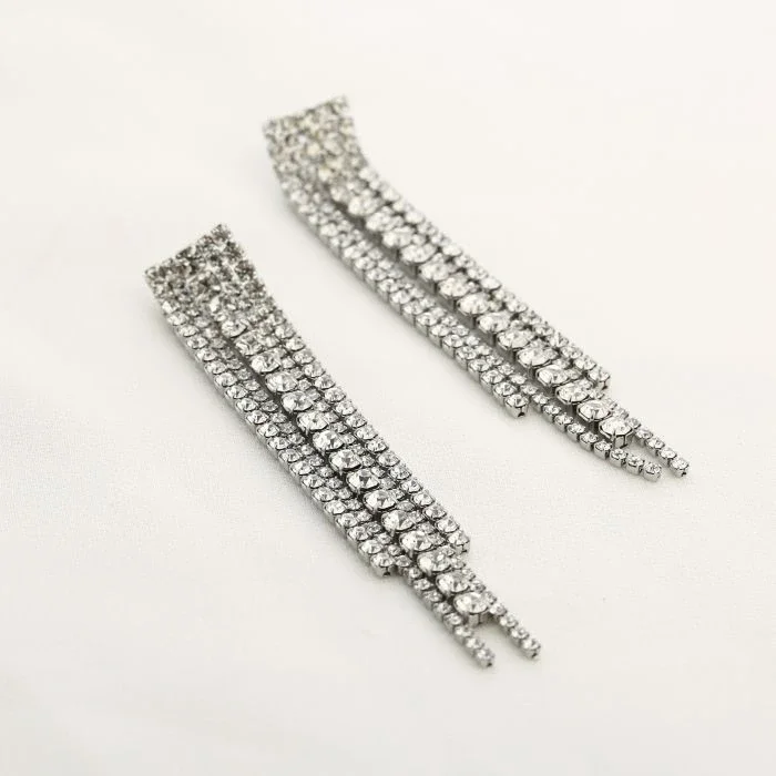 Oorbellen met strassteentjes zilverkleurig