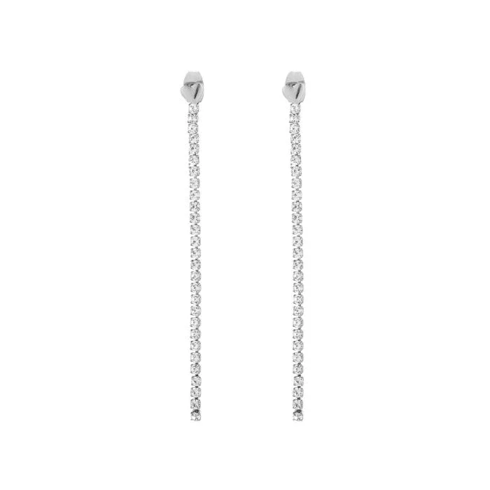 Oorbellen lang zilverkleurig strassteentjes