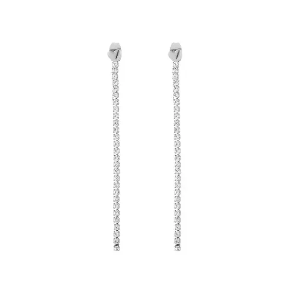 Oorbellen lang zilverkleurig strassteentjes