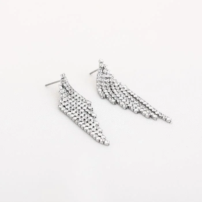 Oorbellen waterval met strassteentjes zilverkleurig